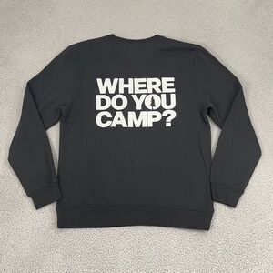 Camp David Sweatshirt Adult L Black Where Do You Camp Crewneck Pullover NWT